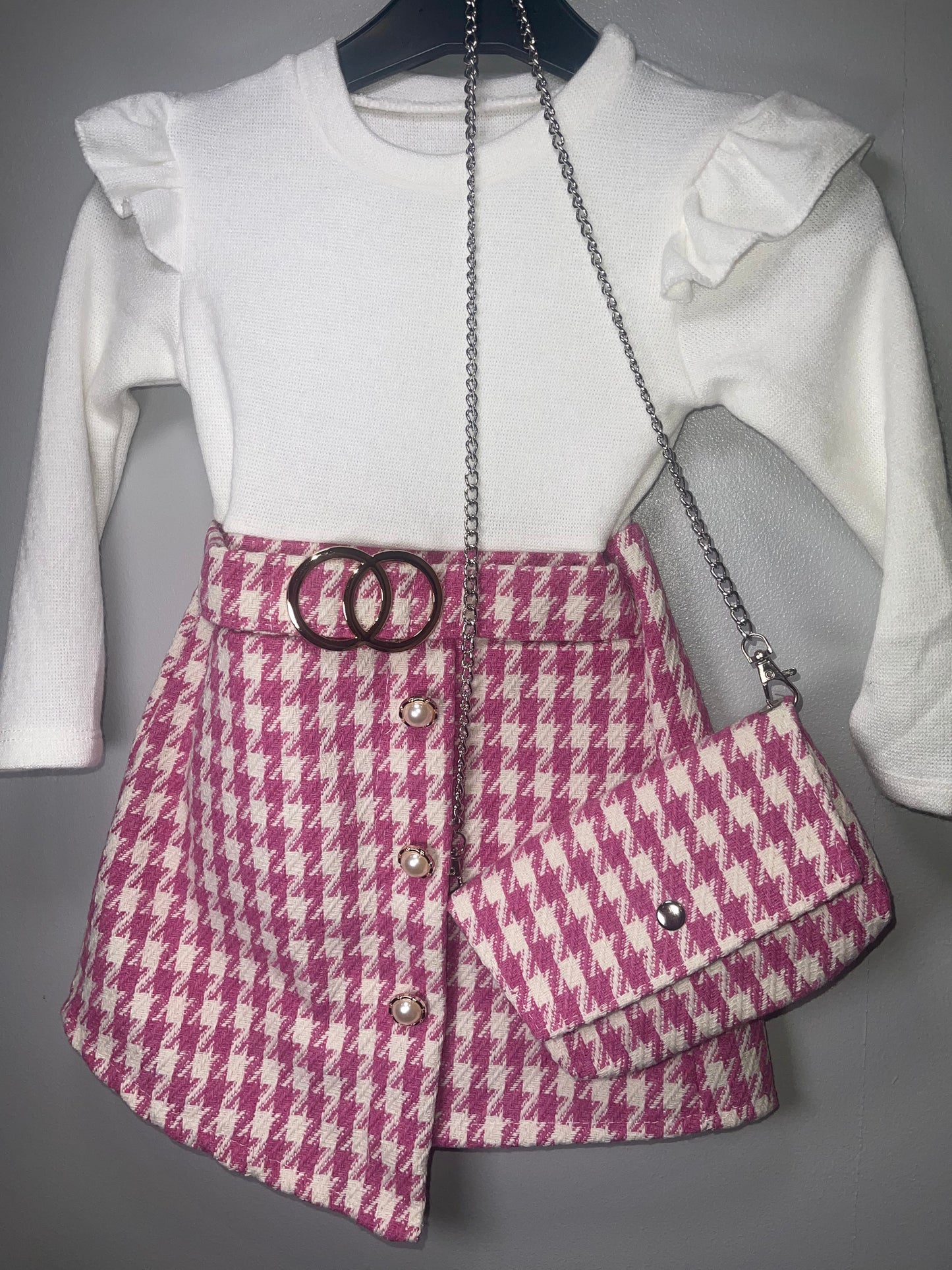 TLC Girls Warm Dresses with Handbag Cute Outfit Buttons Dress Viral