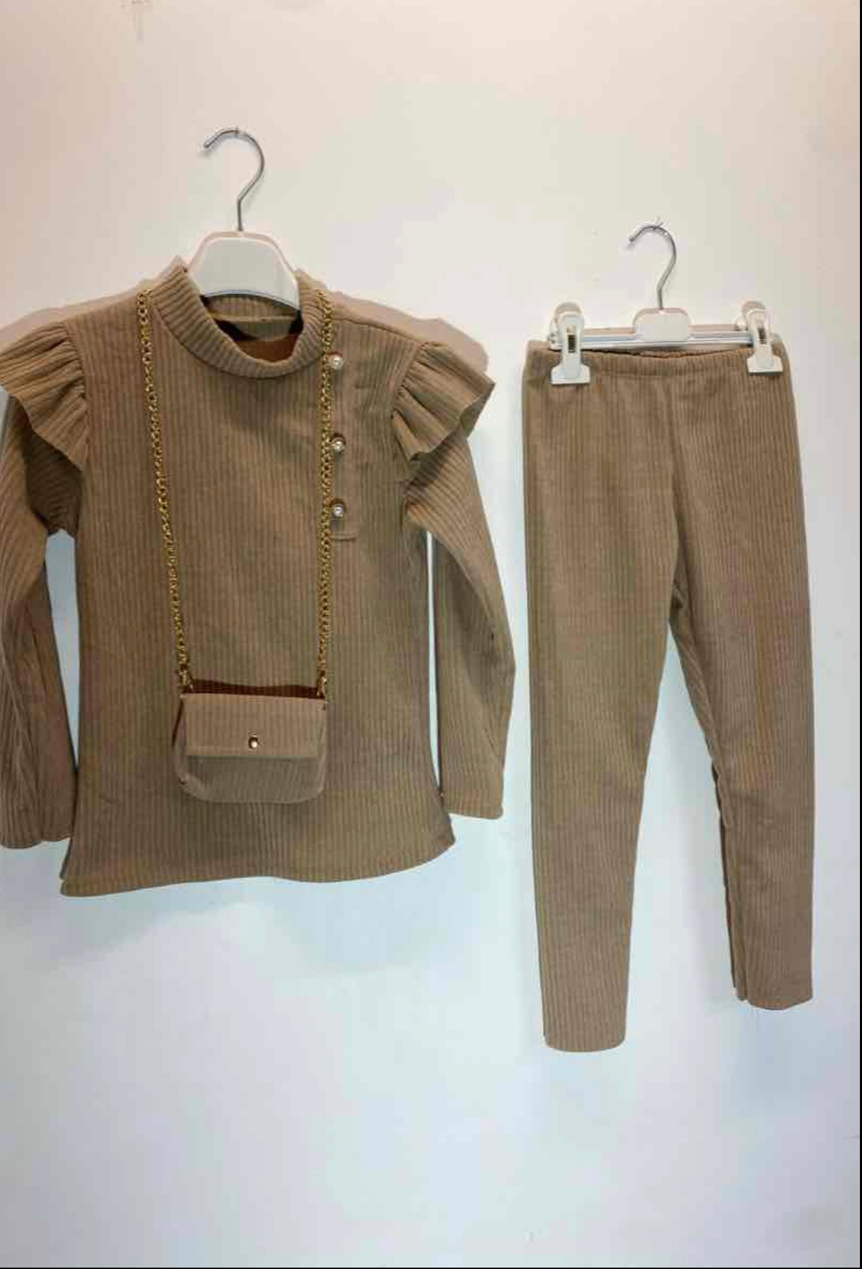 TLC Girls Trousers & Top Co-ord Set with Handbag