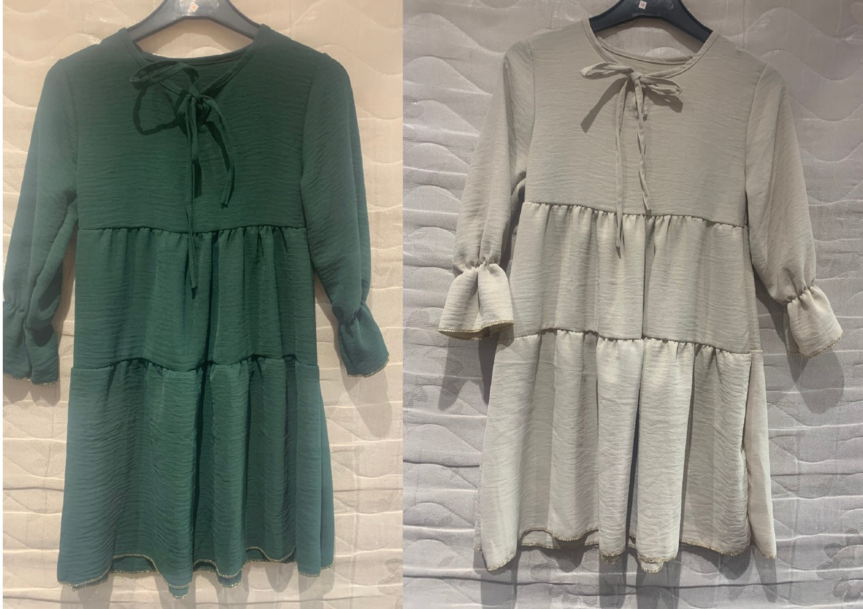 TLC Girls long sleeve dress with gold detail Modest