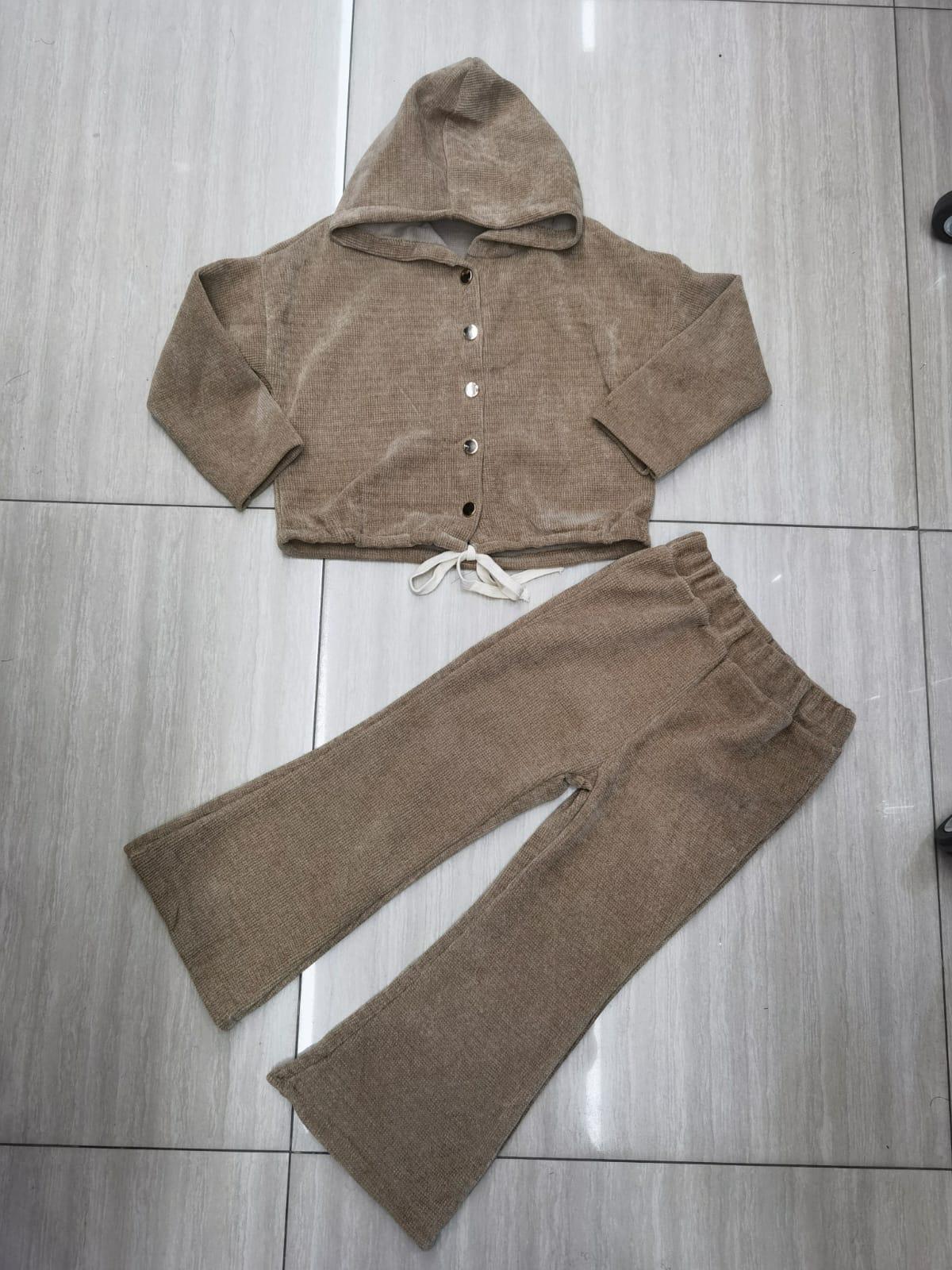 Girls velour hooded coord set winter