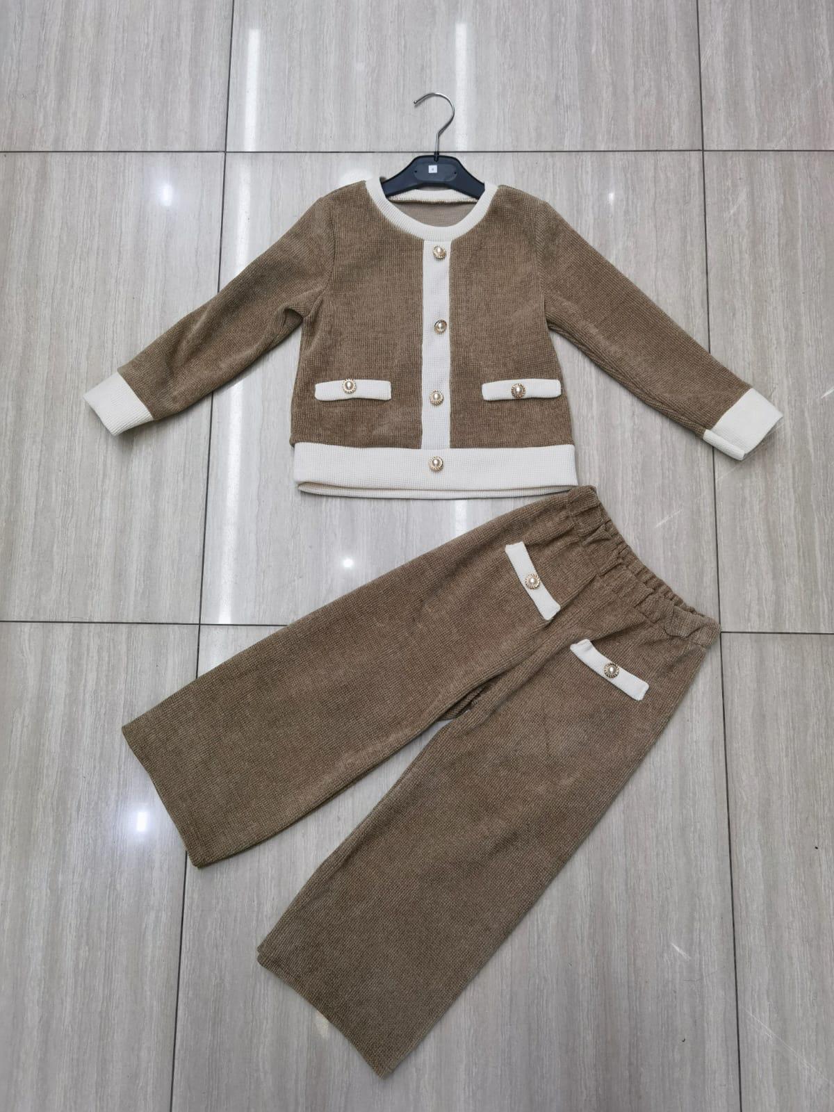 Girls top & trousers outfit velour winter coord