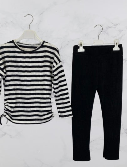 Girls Co-ord Sets Striped Leggings & Top Outfit