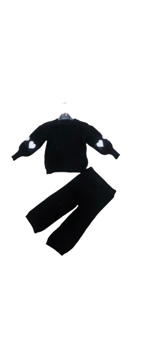 TLC Girls Love Heart Balloon Sleeve Trousers & Jumper Co-ord Set