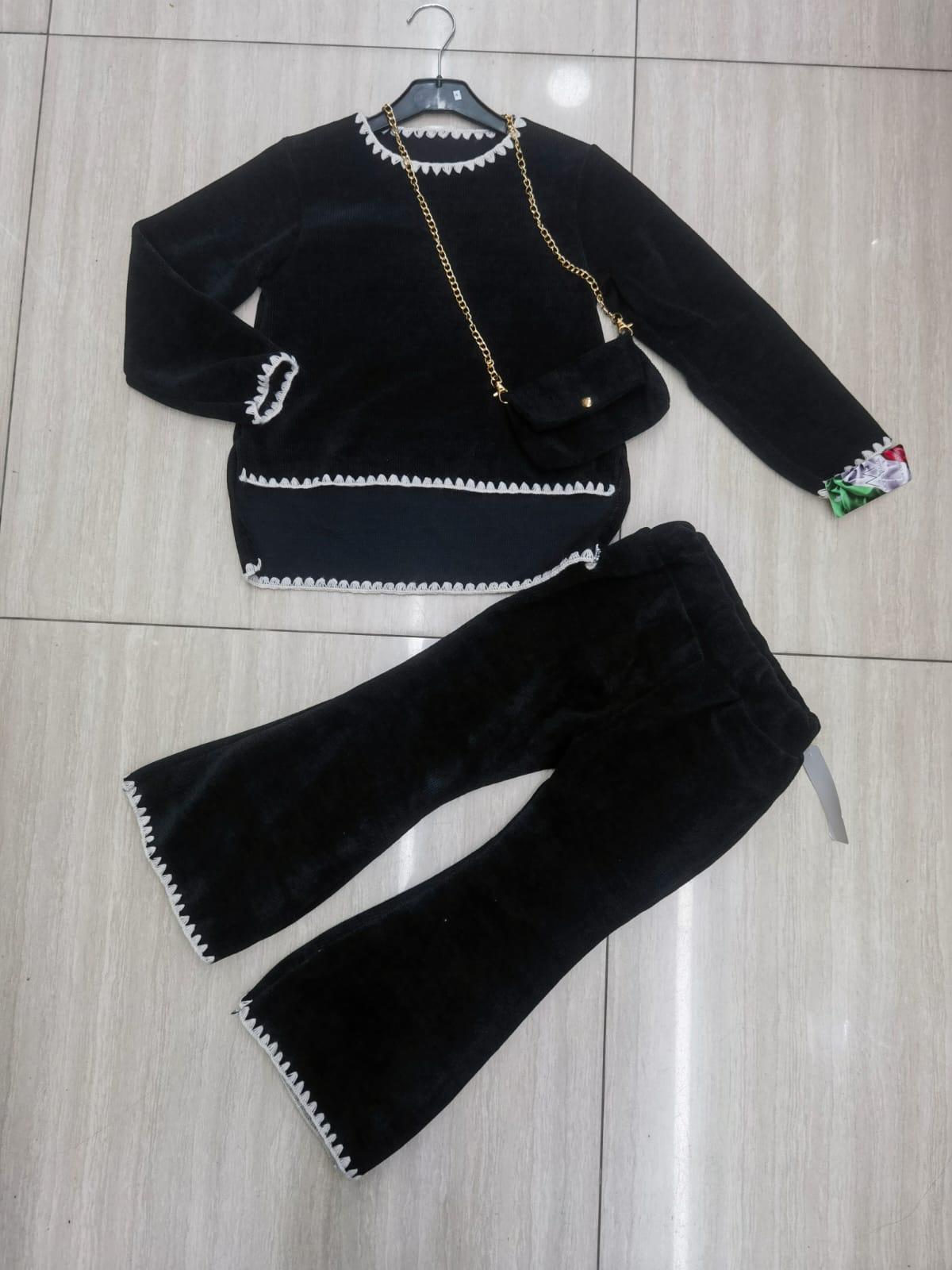 Girls velour coord sets warm winter with handbag