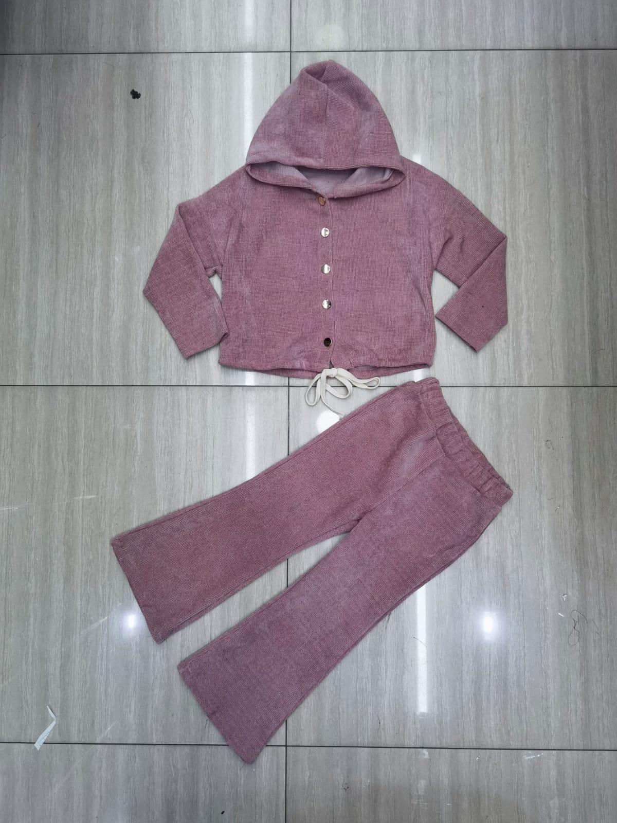 Girls velour hooded coord set winter