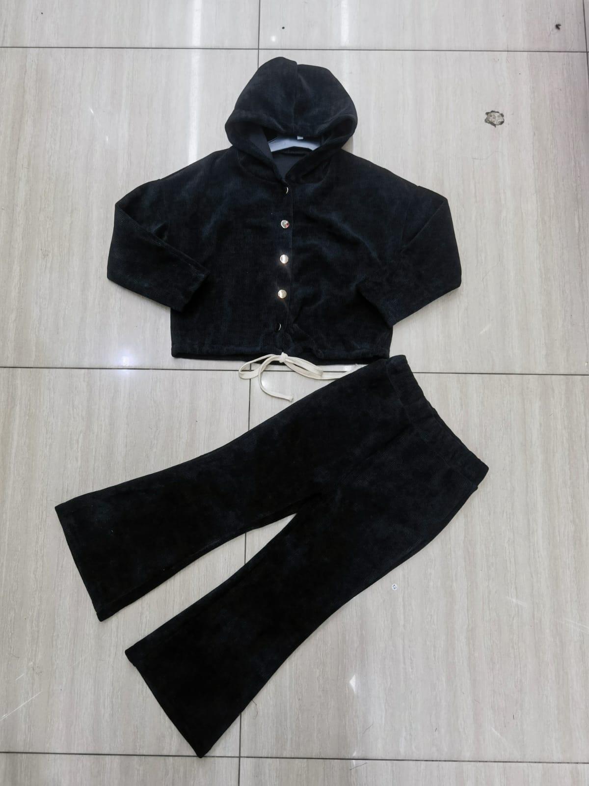 Girls velour hooded coord set winter