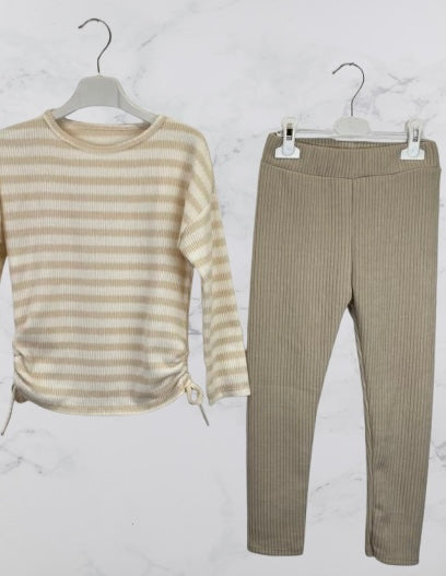 Girls Co-ord Sets Striped Leggings & Top Outfit