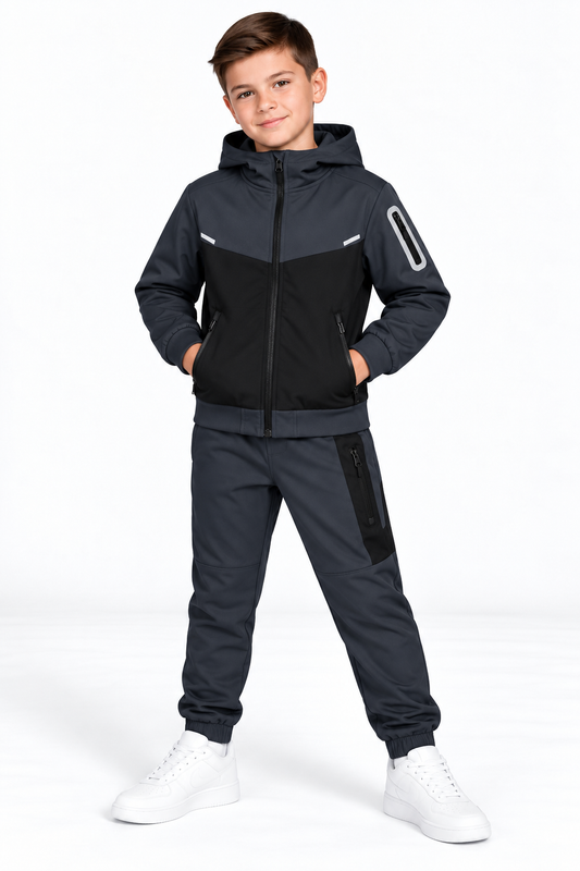 Boys Fleece Lined Tracksuit 780 with Hood and Zipped Pockets (TL005)