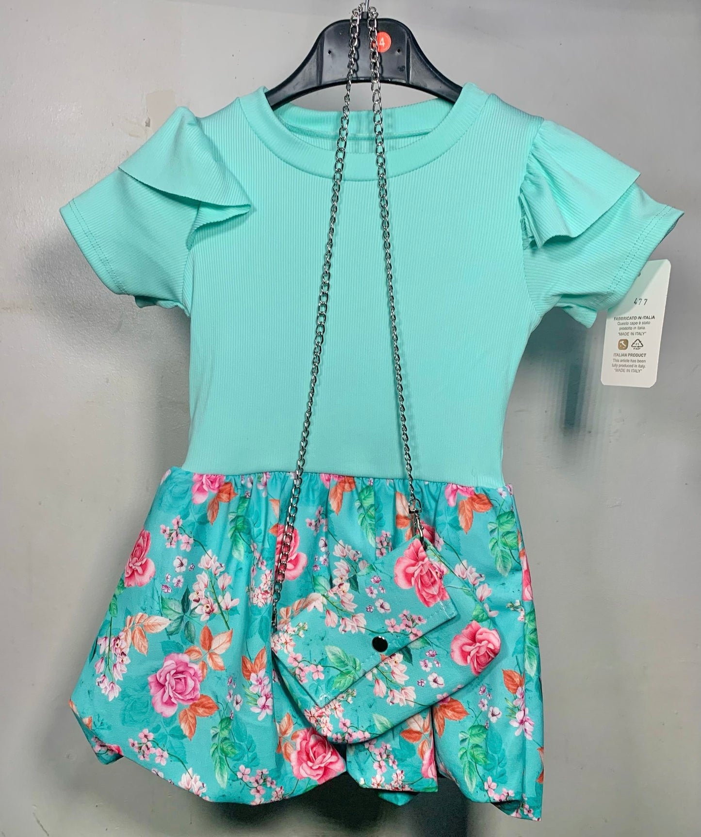 Girls summer ribbed dresses with handbag