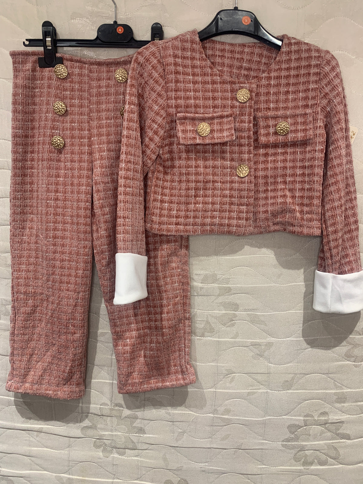 TLC Girls coord sets trousers and top with button design set winter