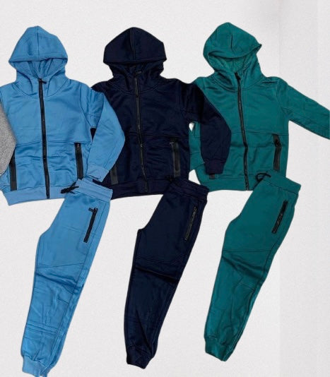 TLC Boys Plain Colour Casual Tracksuit Set with Zip & Zipped pockets outfit Tracksuits Boy Warm Winter