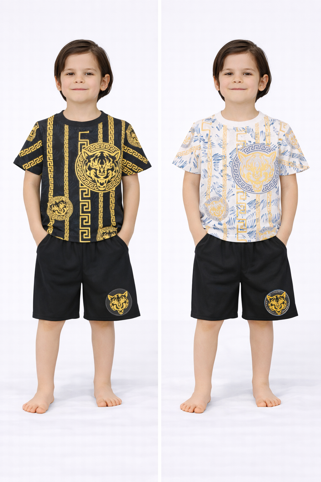 TLC Boys Tiger Print Tshirt & Shorts Sets 9