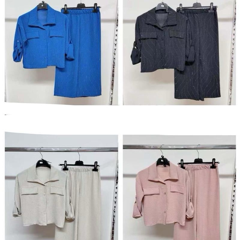 TLC Girls Stylish Modest Trousers and & Long Sleeve top Blouse Outfit Sets Summer