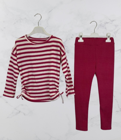 Girls Co-ord Sets Striped Leggings & Top Outfit