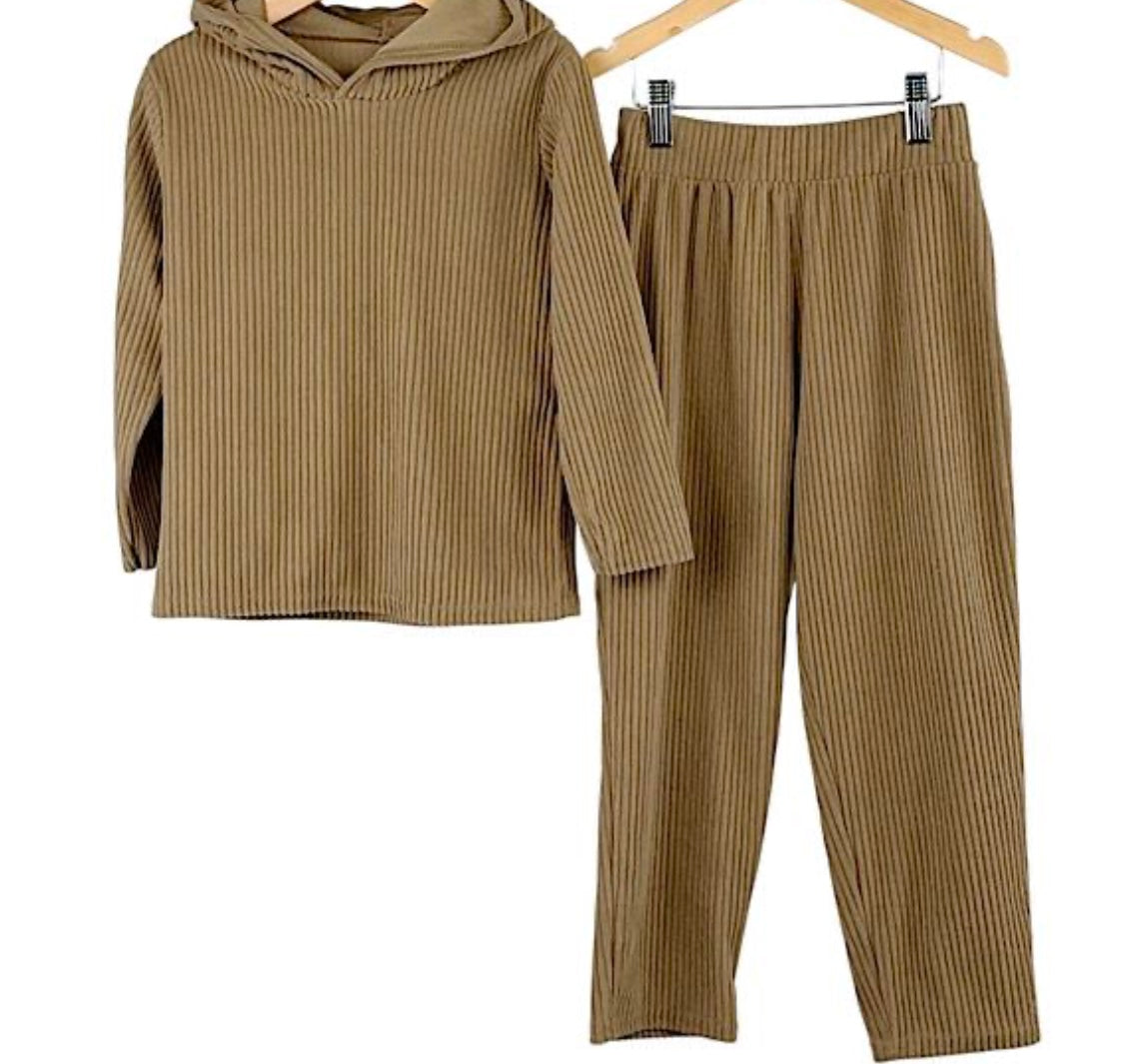 TLC Girls Ribbed Hooded Coord set Tracksuit Warm Winter Ribbed