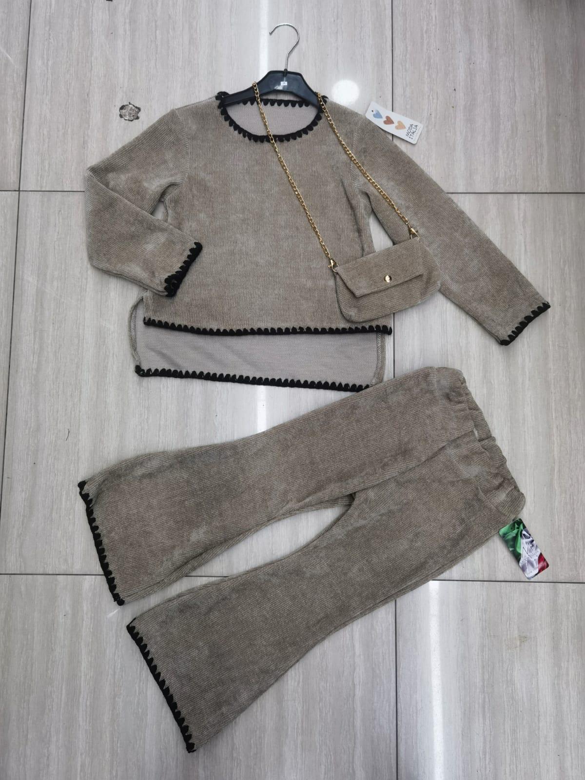 Girls velour coord sets warm winter with handbag