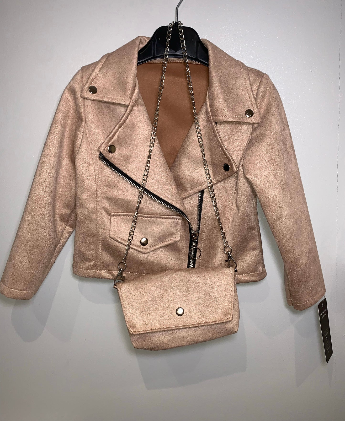 TLC Kids Childrens Suede Jackets With Handbag Warm Winter Stylish Cute Coat Outfit