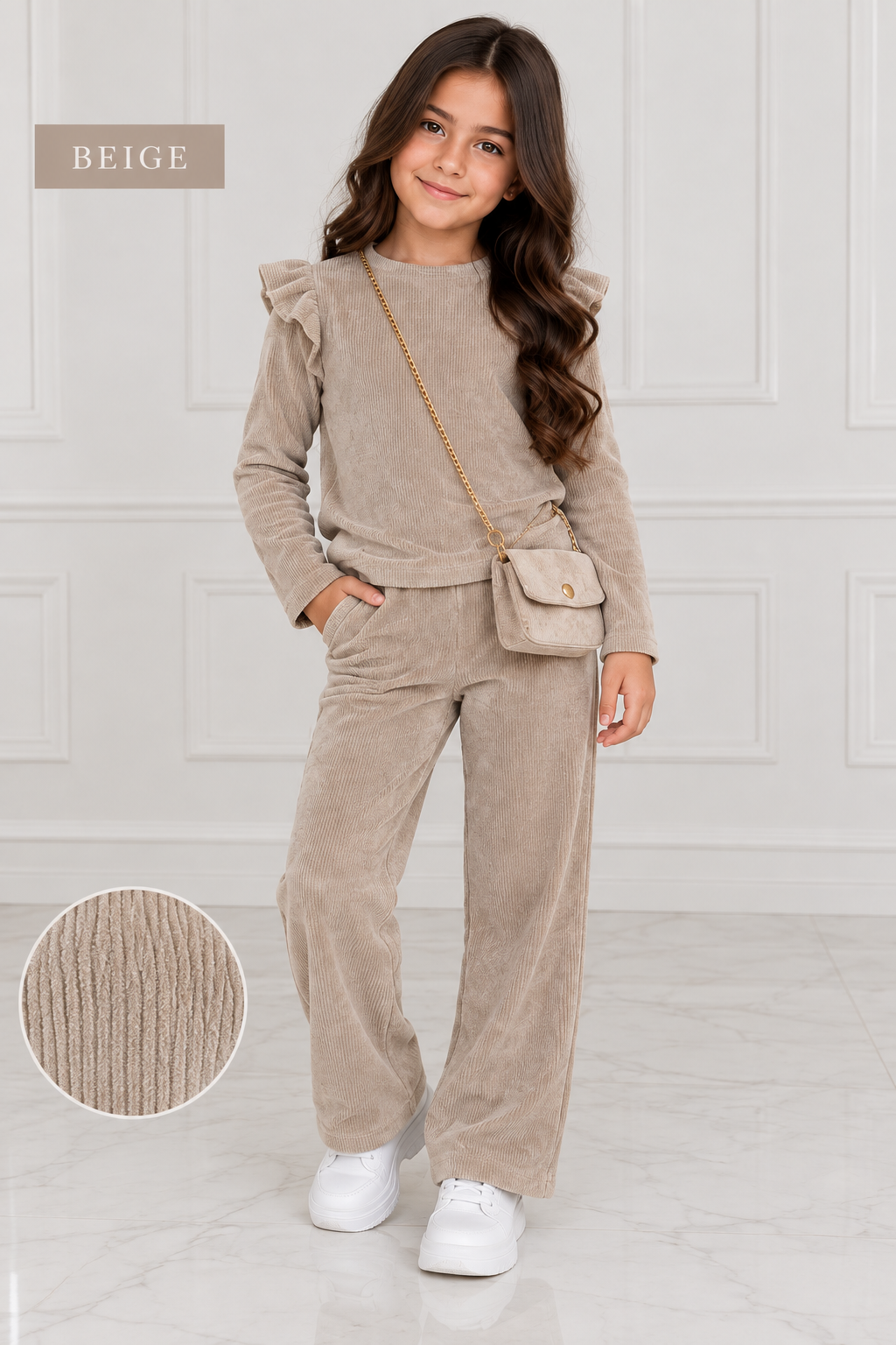 Girls 3 piece outfit velour ribbed