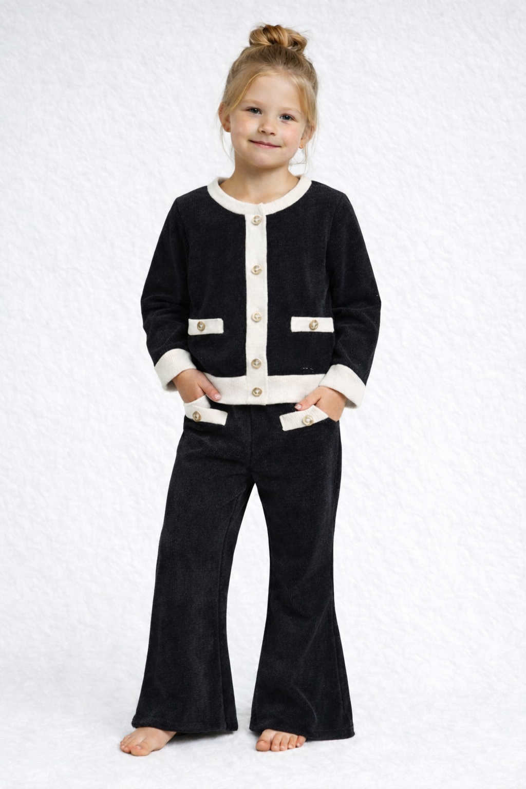 Girls top & trousers outfit velour winter coord