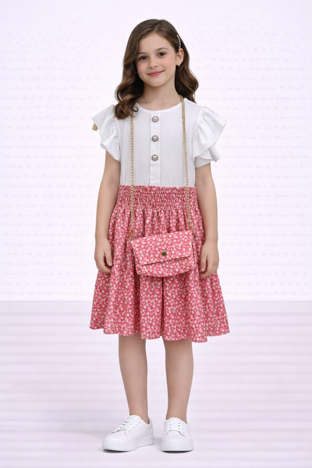 TLC Girls short sleeve dress with matching handbag