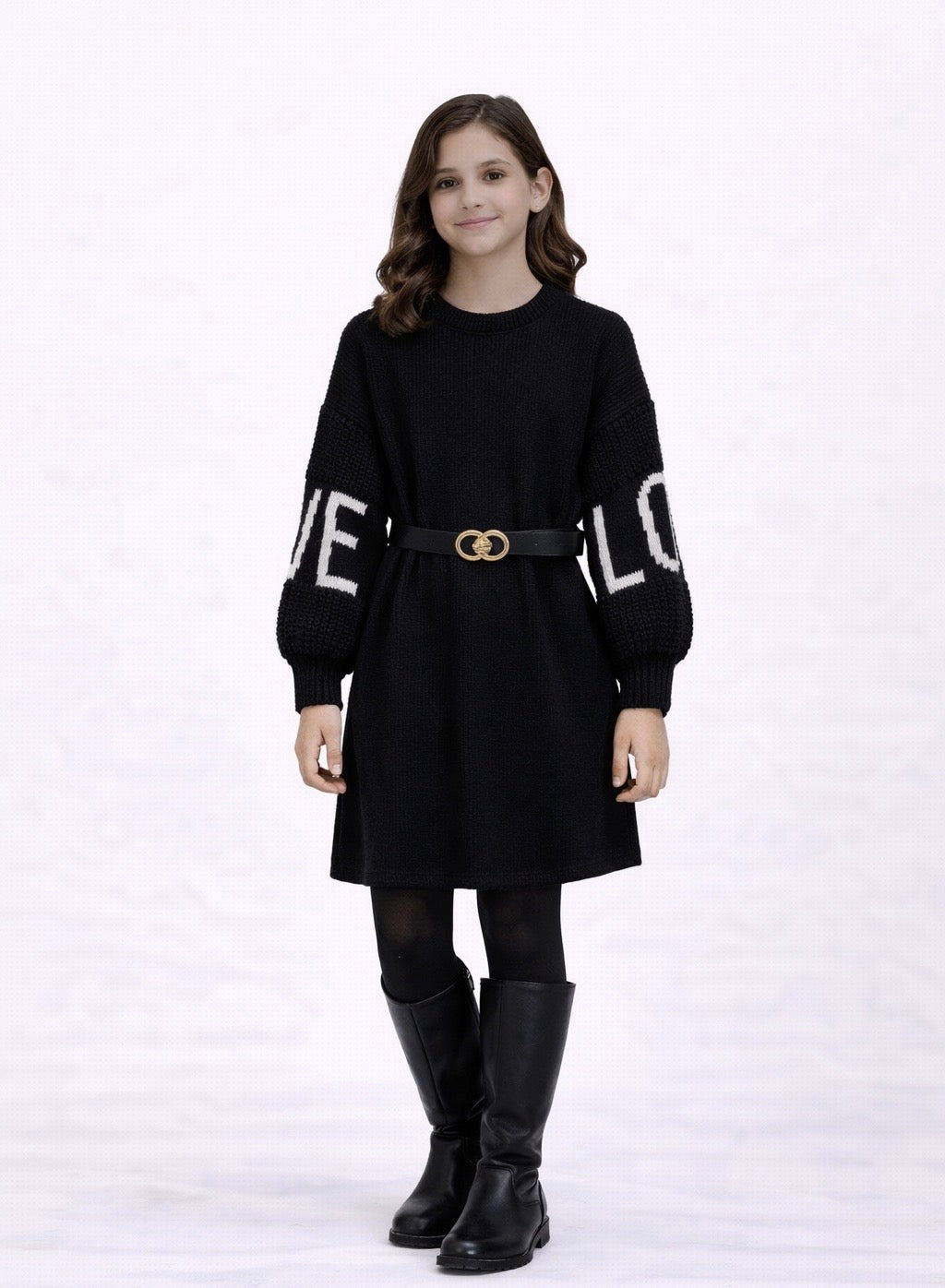 Girls Love Warm Winter Jumpers with Belt