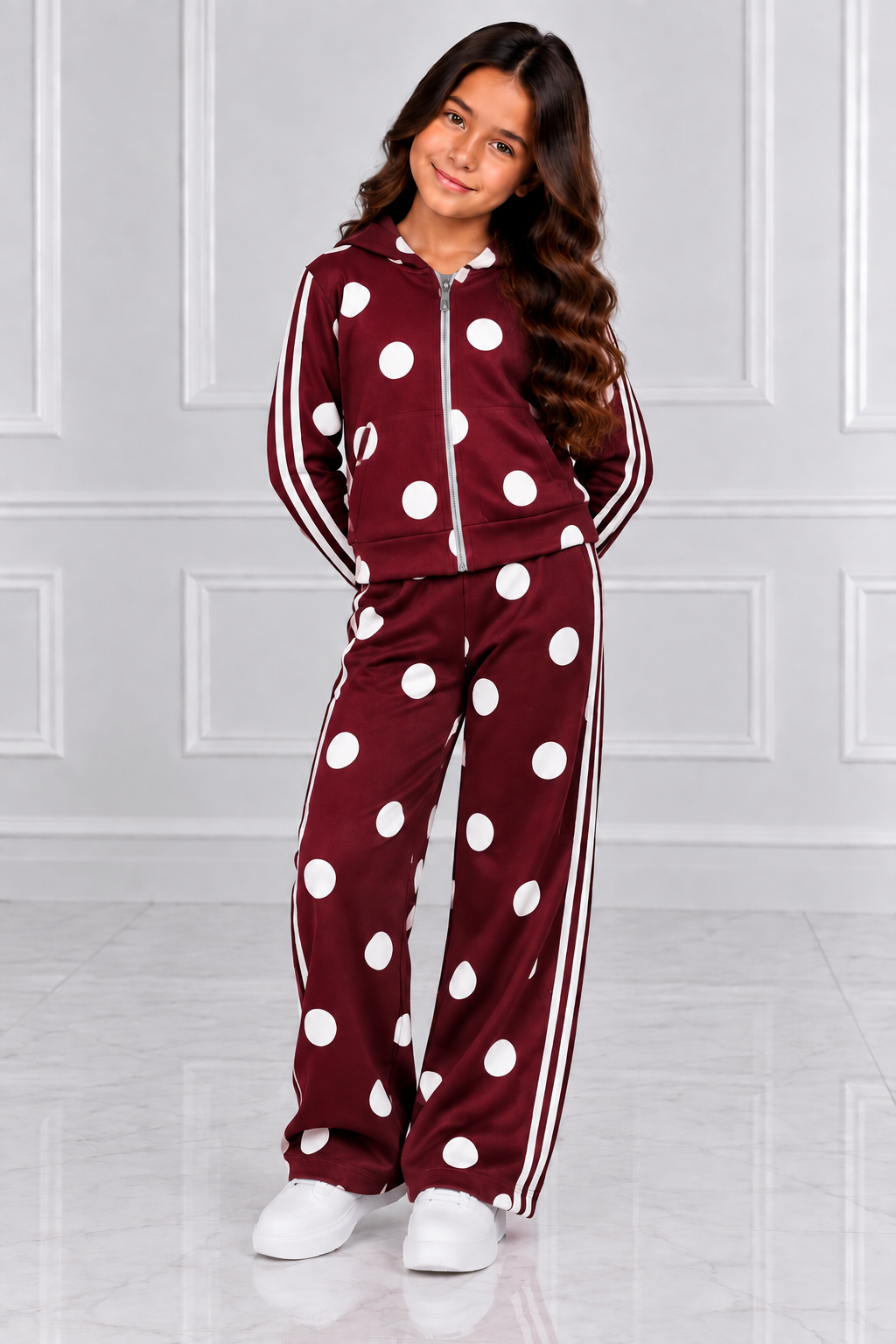 Girls spotted tracksuit outfit hoody and joggers
