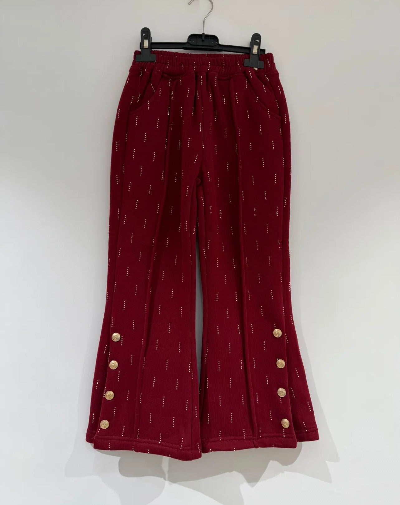 Girls Sweatshirt & Flare Trousers co-ord Set with Diamantés & Buttons 4-14 years