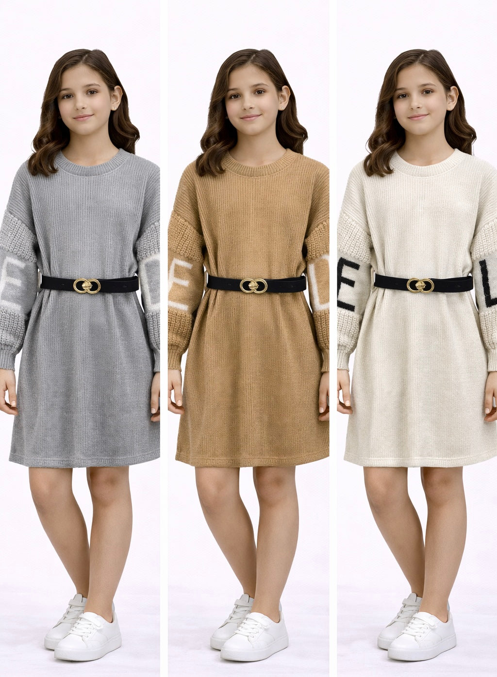 Girls Love Warm Winter Jumpers with Belt