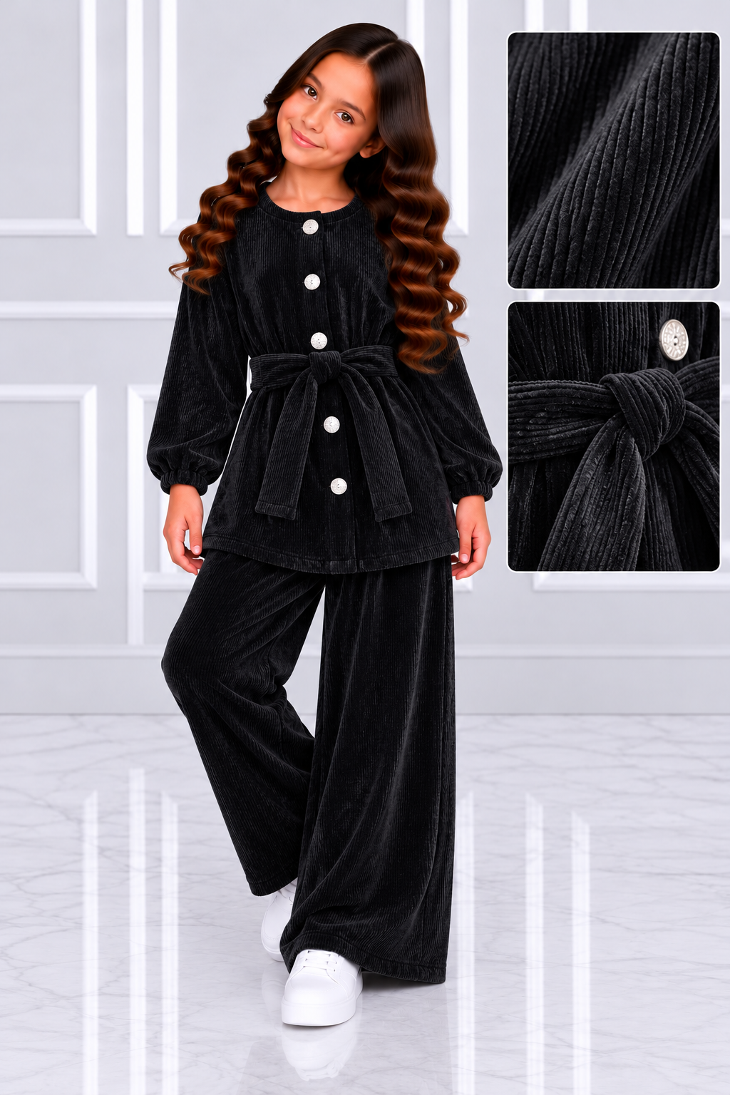 TLC Girls Velour 003 Tie Back Modest Coord Sets