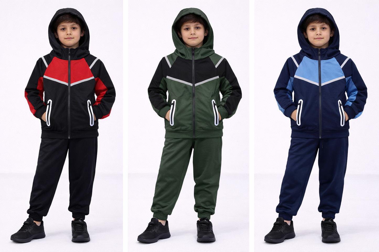 TLC Boys 3700 Tracksuit Hooded Zip Pockets Hood Warm Winter
