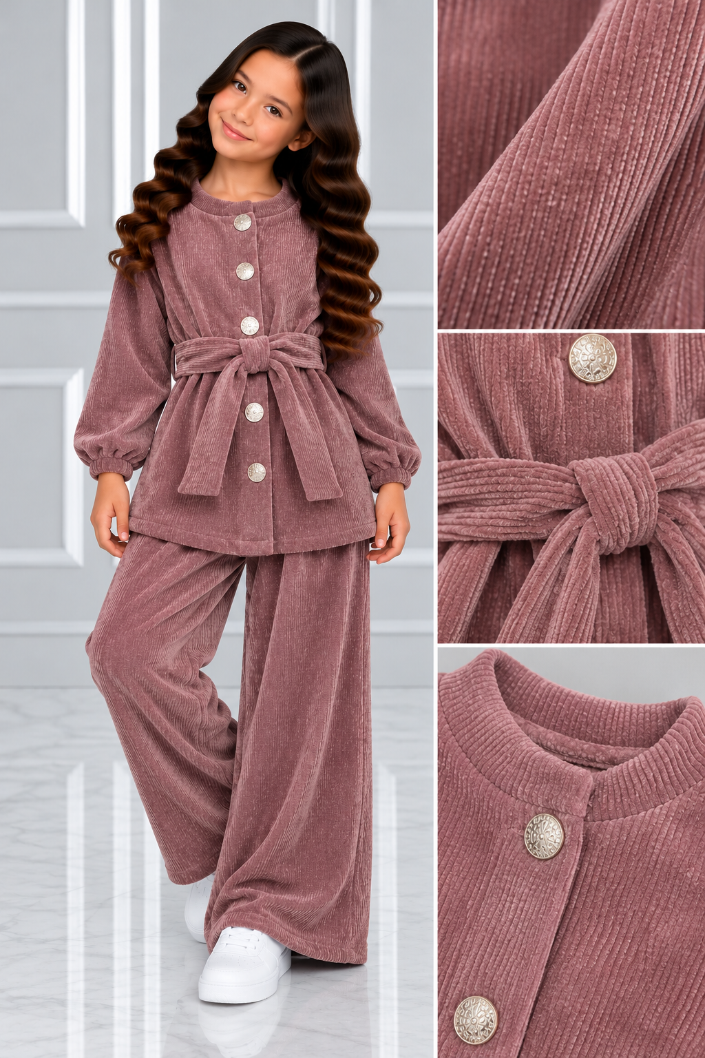 TLC Girls Velour 003 Tie Back Modest Coord Sets