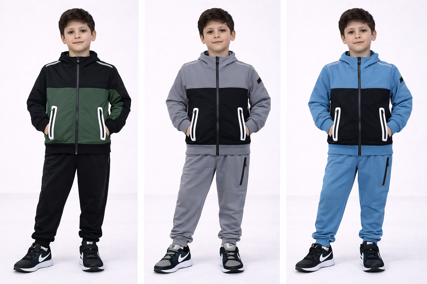 TLC Boys 3706 Tracksuit Hooded Zip Pockets Hood Warm Winter