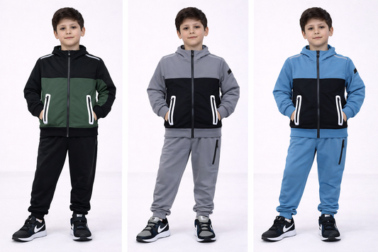 TLC Boys 3706 Tracksuit Hooded Zip Pockets Hood Warm Winter