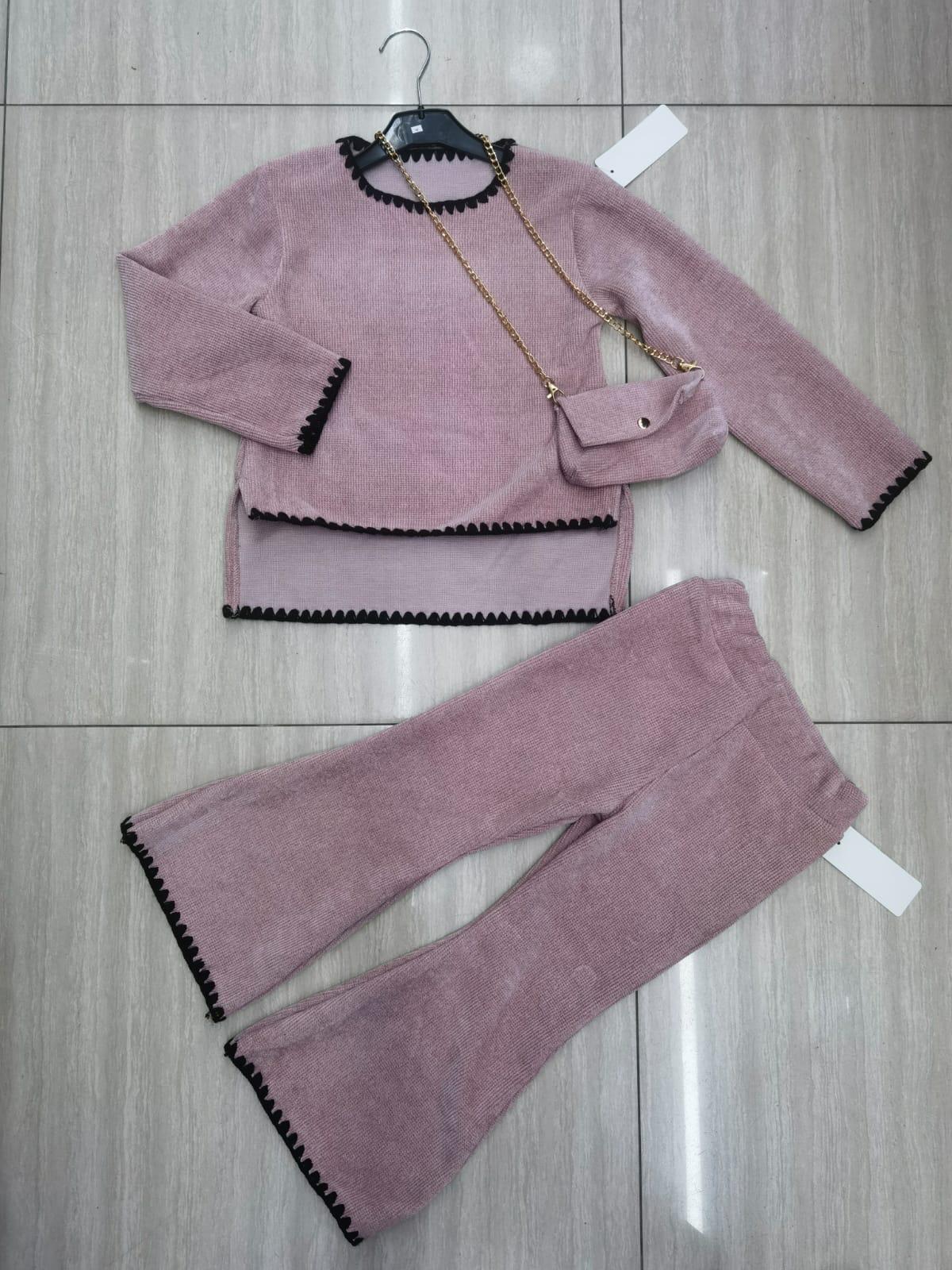 Girls velour coord sets warm winter with handbag