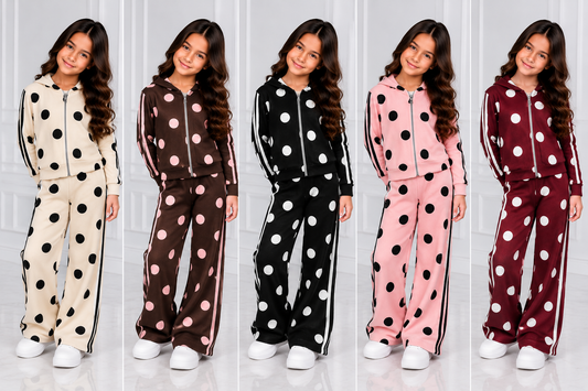 Girls spotted tracksuit outfit hoody and joggers