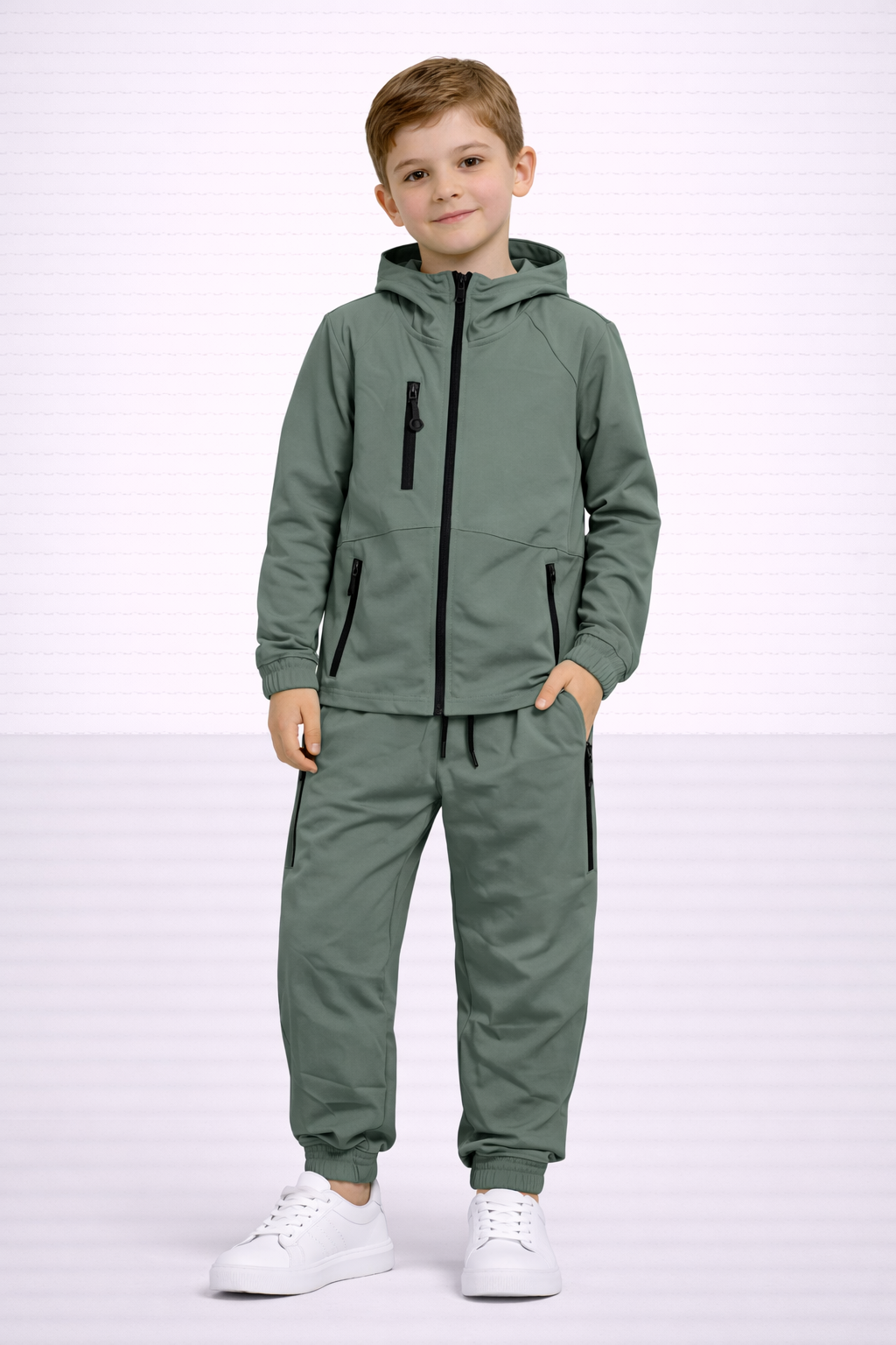 Boys DRI Chest Pocket Tracksuit Set with Zipped Pockets & Hoody