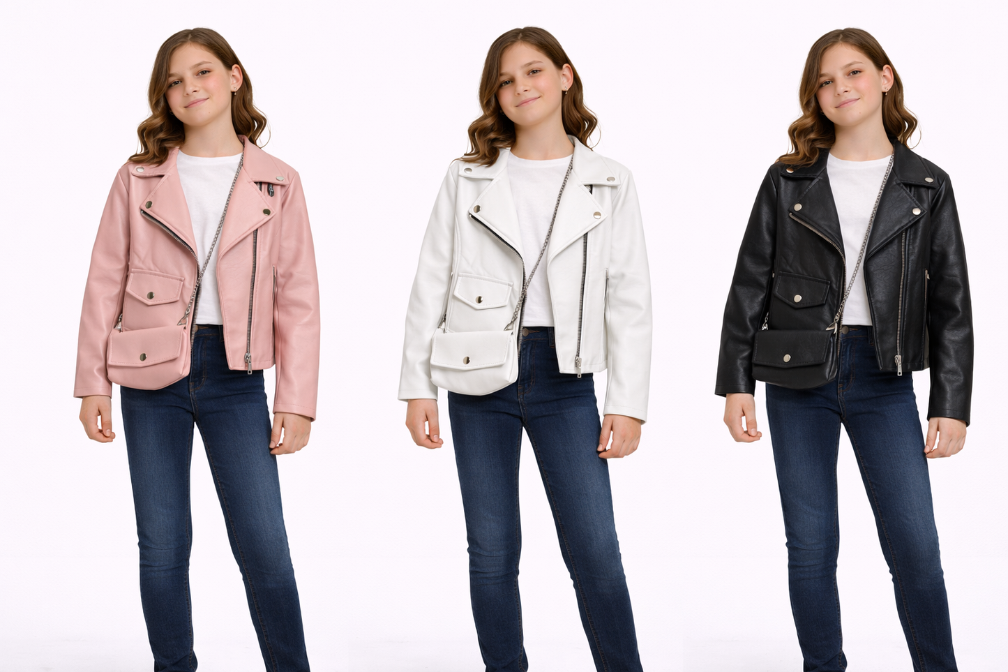 TLC Kids Childrens Biker Faux Leather Jackets Warm Winter Stylish Cute Coat Outfit