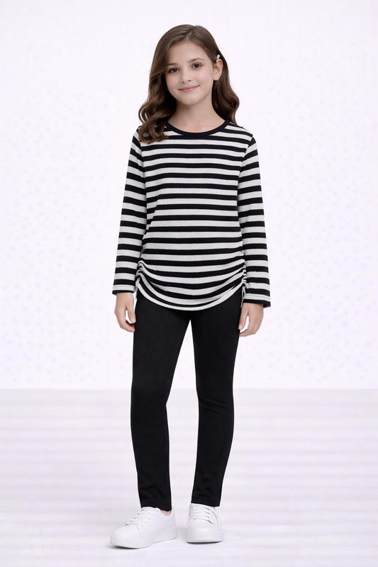 Girls Co-ord Sets Striped Leggings & Top Outfit