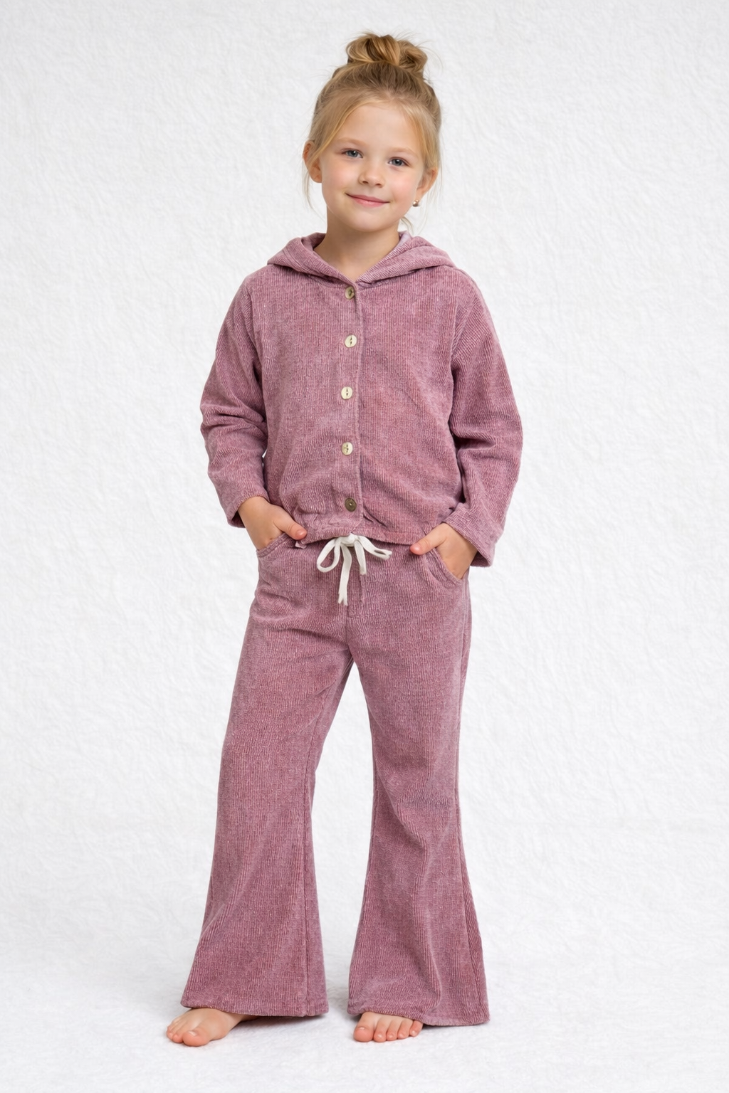 Girls velour hooded coord set winter