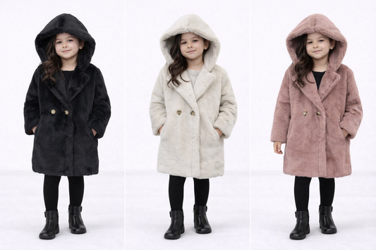 TLC Girls fur soft jacket coats with hood & pockets
