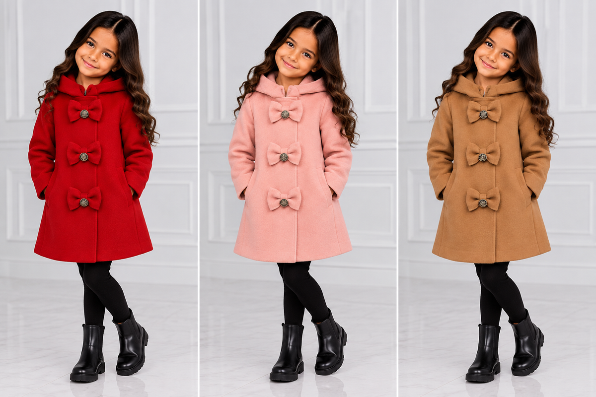 Girls bow tie hooded jackets