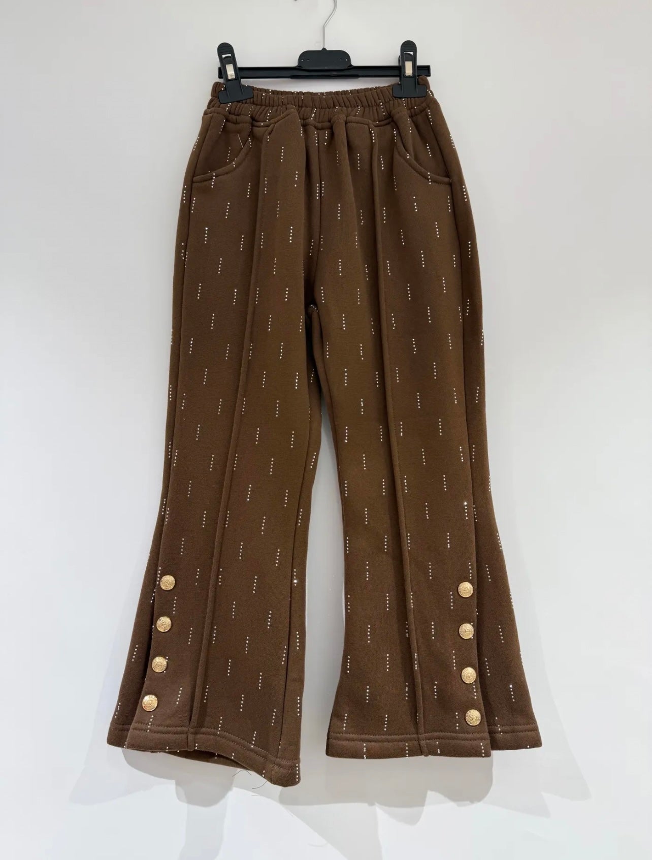 Girls Sweatshirt & Flare Trousers co-ord Set with Diamantés & Buttons 4-14 years