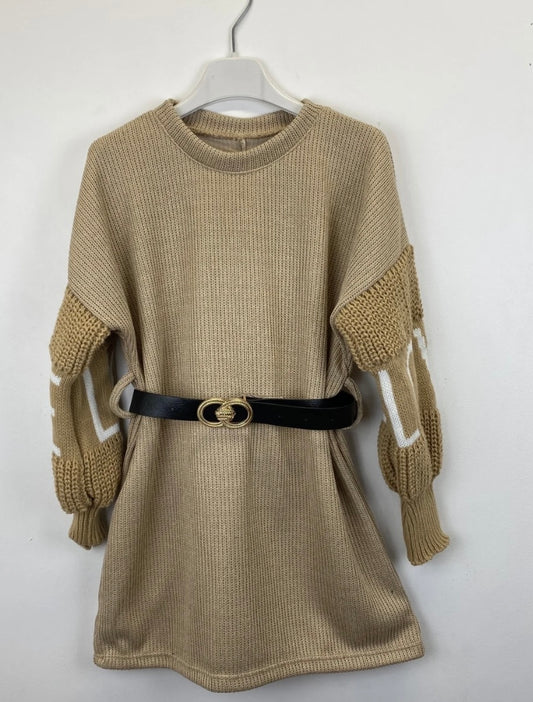 Girls Love Warm Winter Jumpers with Belt (TL082)
