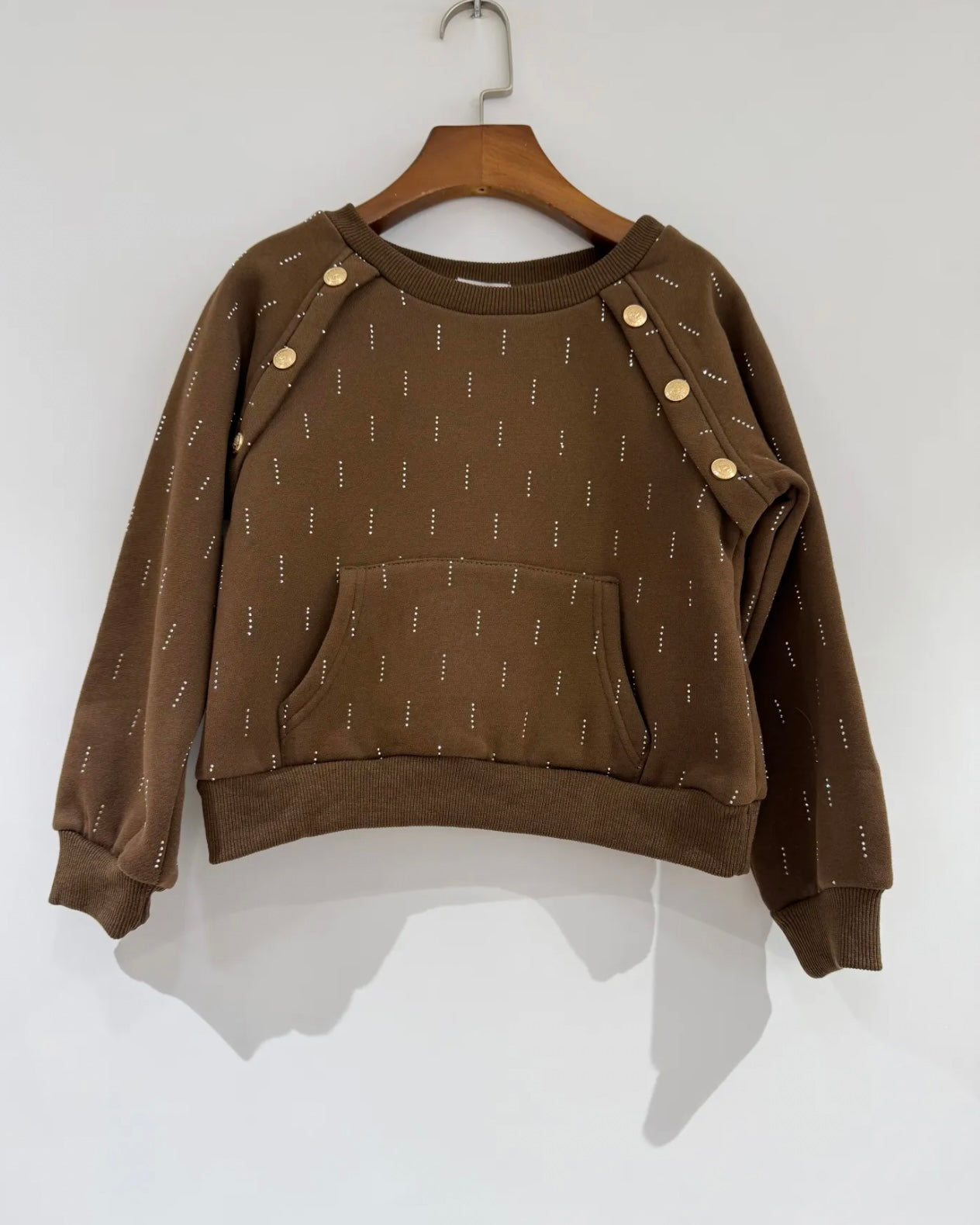 Girls Sweatshirt & Flare Trousers co-ord Set with Diamantés & Buttons 4-14 years