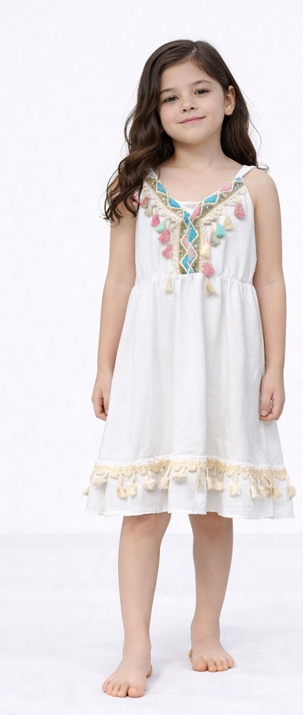 TLC Girls Sleeveless Tessel Dresses