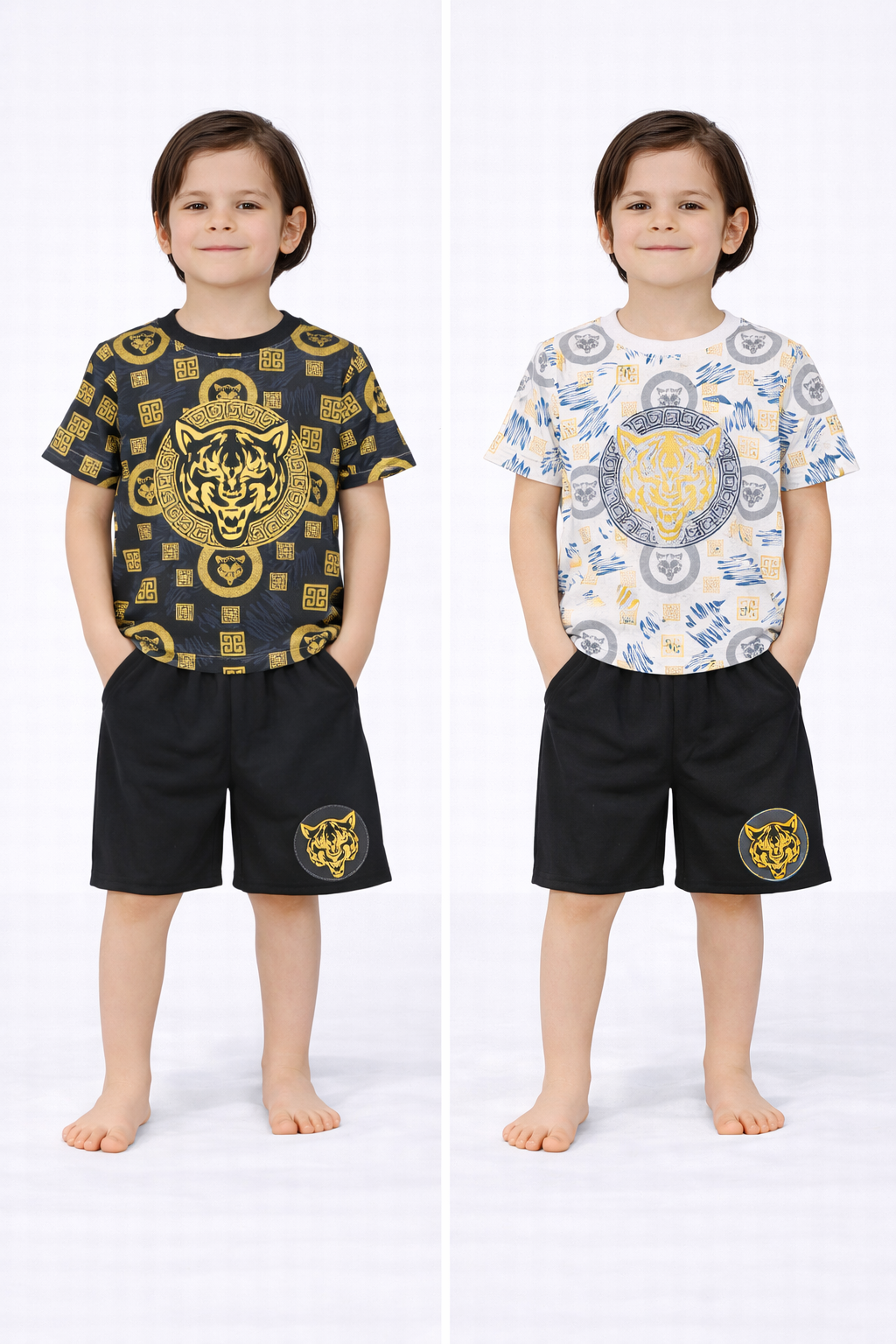 TLC Boys Tiger Print Tshirt & Shorts Sets 10