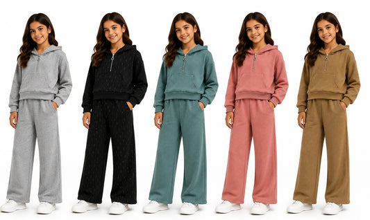Girls Hoody & Trousers co-ord Set with Diamantés 4-14 years