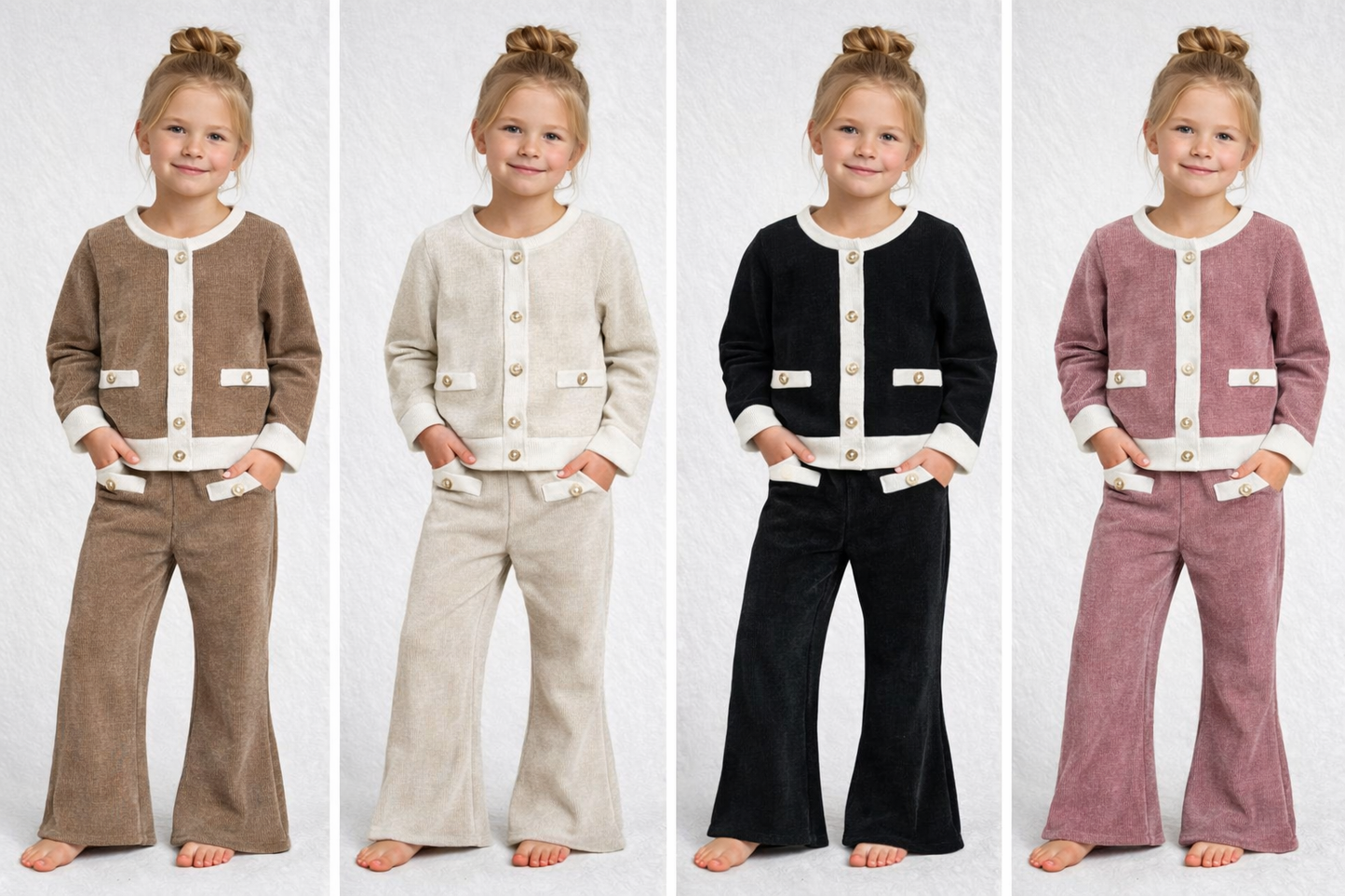 Girls top & trousers outfit velour winter coord