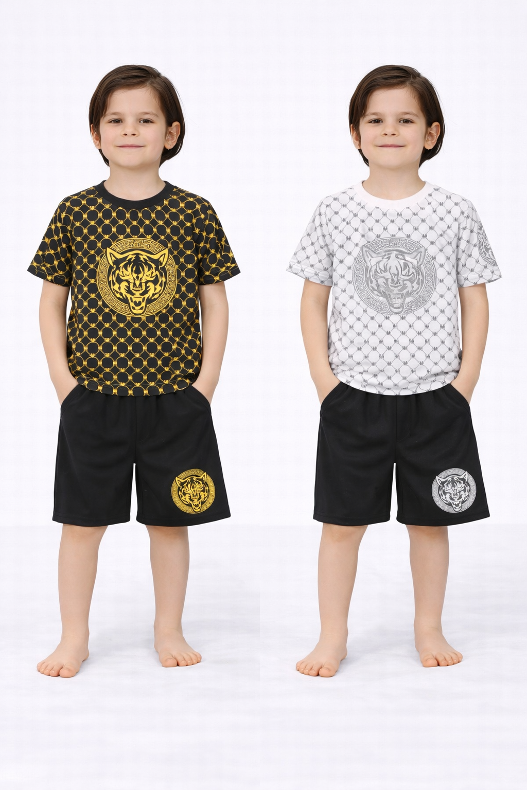TLC Boys Tiger Print Tshirt & Shorts Sets 8