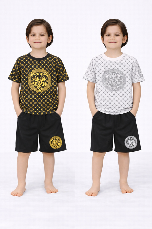 TLC Boys Tiger Print Tshirt & Shorts Sets 8